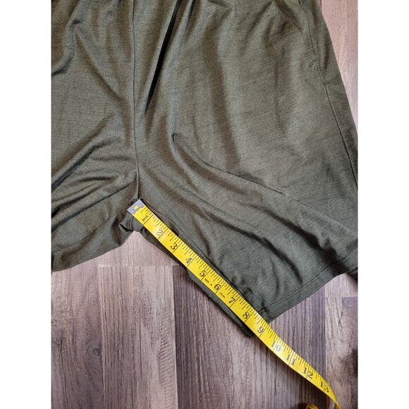 Mens Active Stretch Quick Dry Olive Green 9 Inch Inseam Workout Basketball Short - Picture 6 of 6